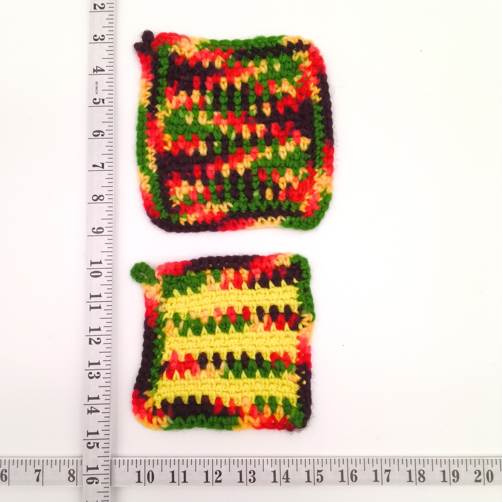 Vintage Style Crochet Potholders - Colorful Handmade Hot Pads, Set of 5 - Picture 2 of 9